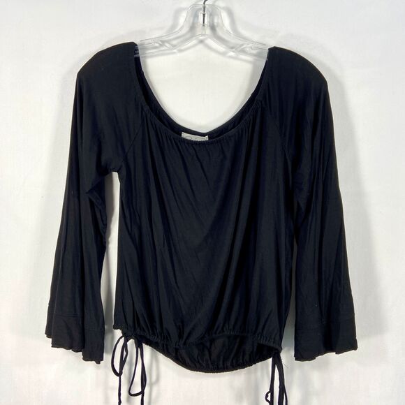 Feel The Piece Terre Jacobs Black Scoop Neck Long Sleeve Top Womens M/L - Picture 1 of 10